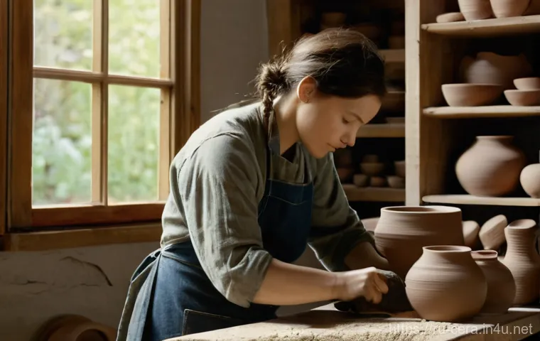 미술세라믹 직무 분석 - Image Prompt 1: The Ceramic Artist's Focus**