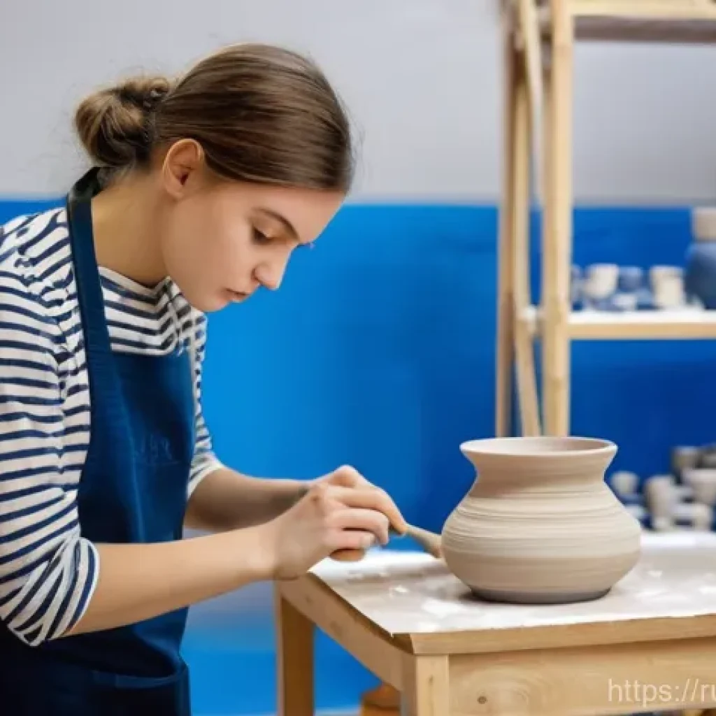 세라믹 기술 교육 현황 - **Prompt:** A dynamic scene inside a modern Russian university ceramics studio, where students are e...