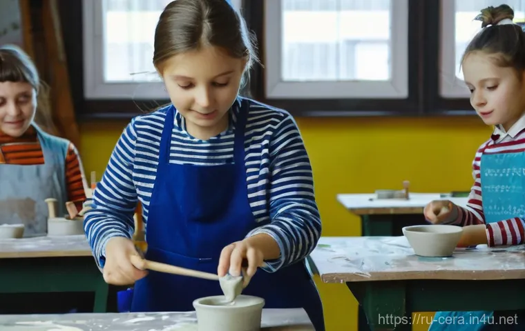 세라믹 기술 교육 현황 - **Prompt:** An advanced, high-tech Russian ceramic research and development facility. In the foregro...