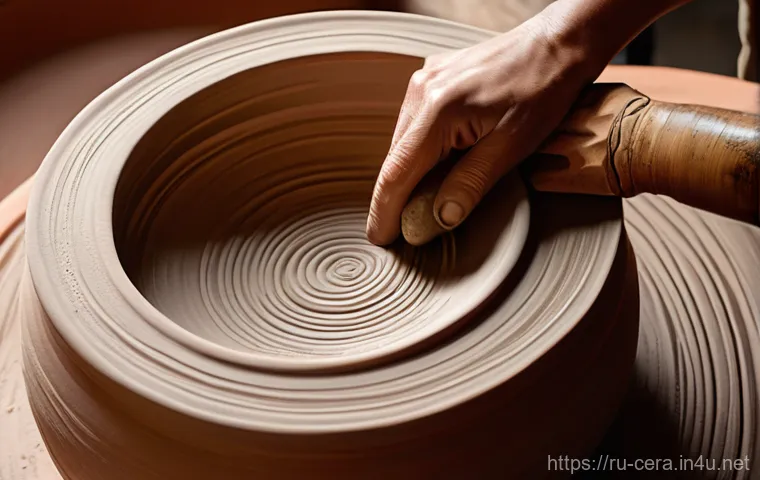 세라믹 디자인 이론 - **Prompt 1: "The Artisan's Touch: Biomorphic Forms and Earthy Textures"**
A close-up, high-angle...