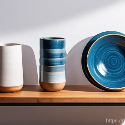 Home 23 세라믹 디자인 현장 경험 - Here are three detailed image generation prompts in English, focusing on modern ceramic design trend...