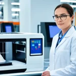 세라믹 기술 연봉협상 - **Prompt:** A focused female ceramic engineer, mid-30s, with short, neat hair and wearing a clean la...